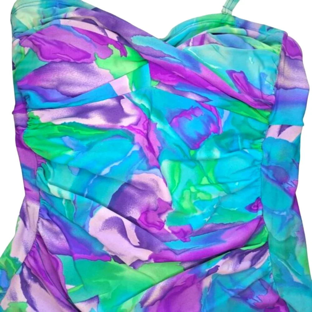 Venus Blue Purple Watercolor Halter Top Two Piece Swim Suit Size 8/10